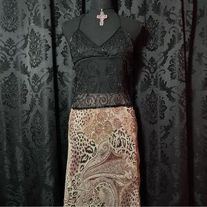 La Belle Black and Brown Maxi Skirt